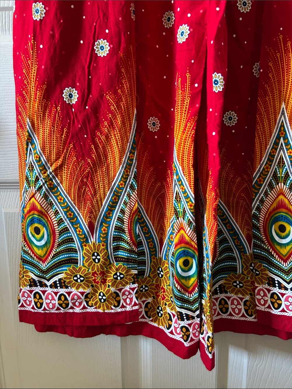 Peacock Abstract Flowy Y2K Wide Open Leg Tie Waist Boho Culotte Pants Sz Small - Picture 8 of 13